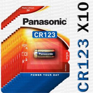 10 Piles CR123 Panasonic Lithium 3V