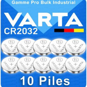 10 Piles Bouton CR2032 Varta Industrial