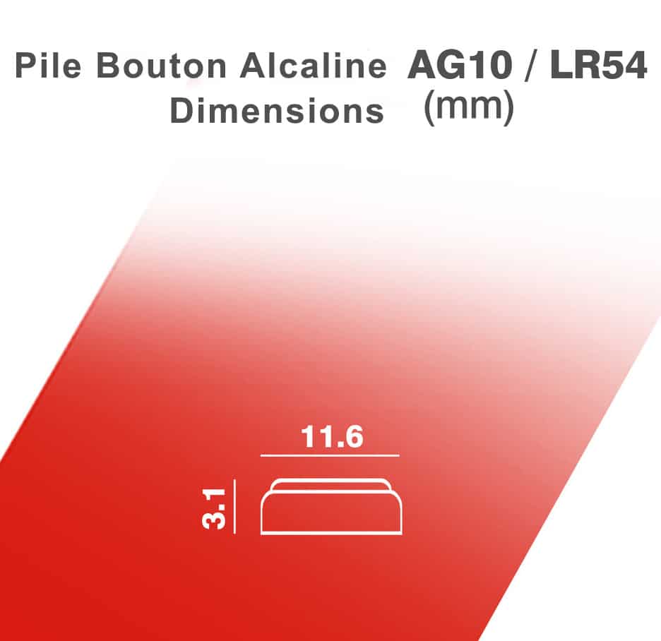 Dimensions hauteur et diamètre de la pile AG10 LR54