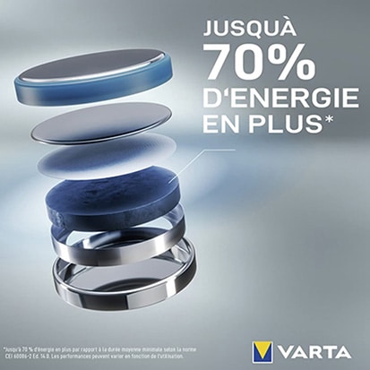Piles Varta 2032 70% d'énergie en plus