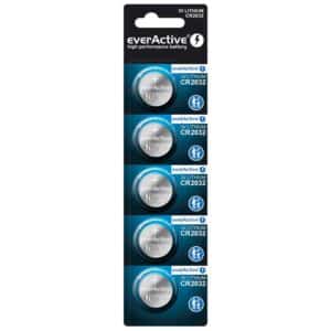 Pile bouton lithium EverActive CR2032 3V - blister de 5 piles