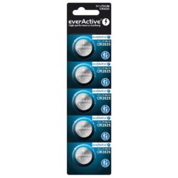 Pile bouton lithium EverActive CR2025 3V - blister de 5 piles
