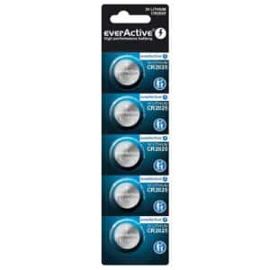 Pile bouton lithium EverActive CR2025 3V - blister de 5 piles