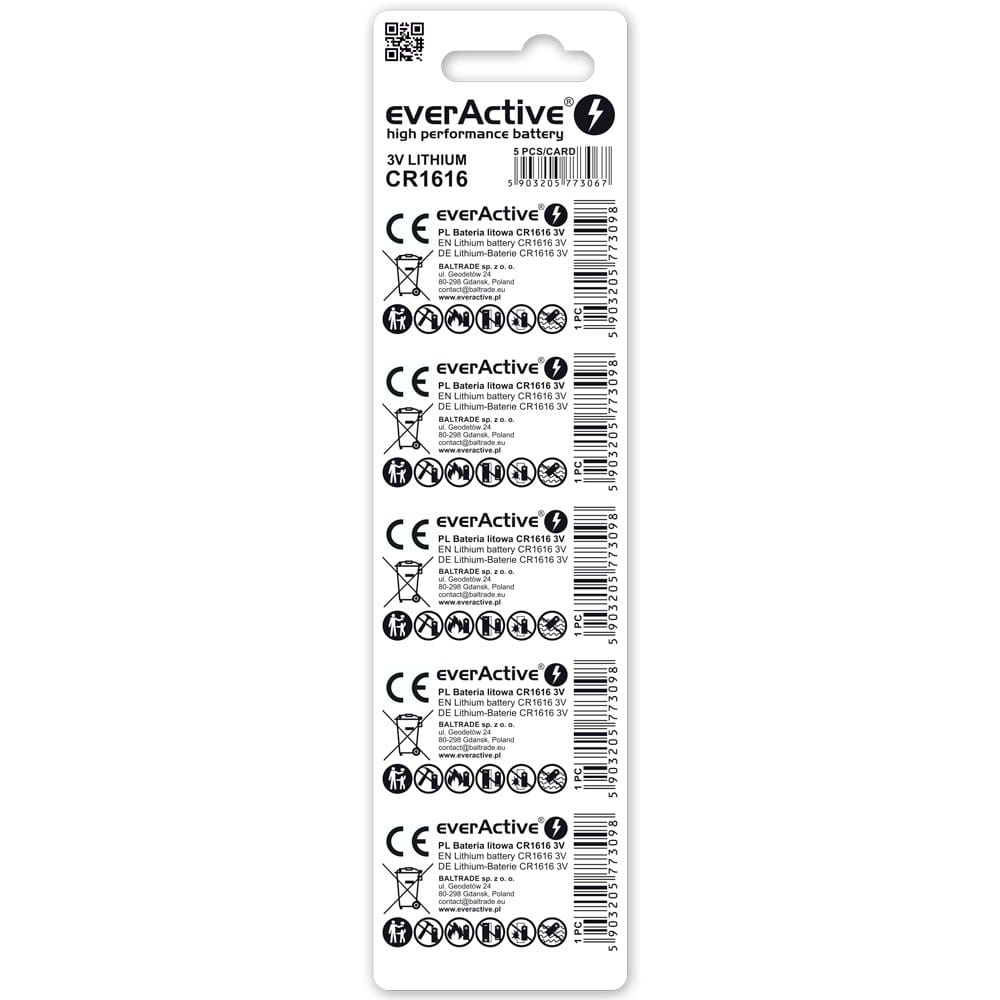 Pile bouton lithium CR1616 EverActive - verso