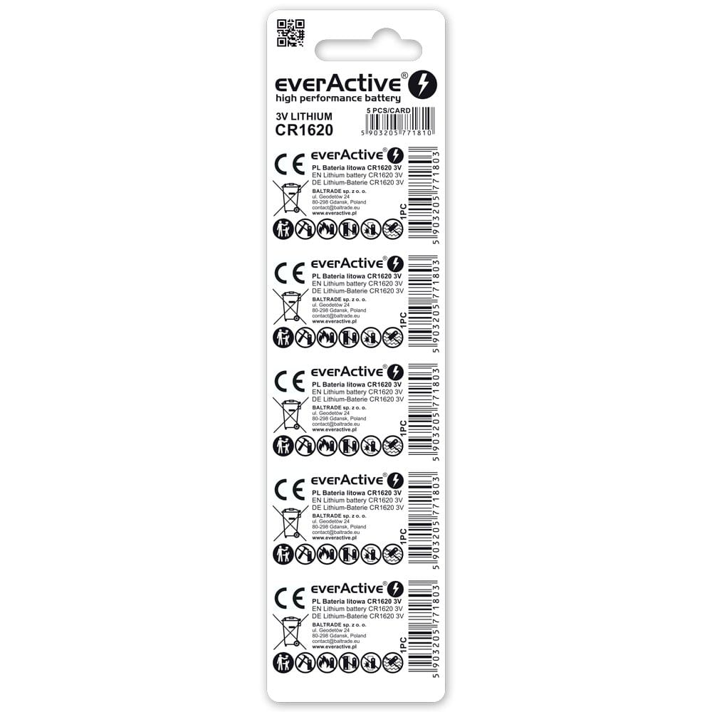 Pile bouton lithium CR1620 EverActive - verso