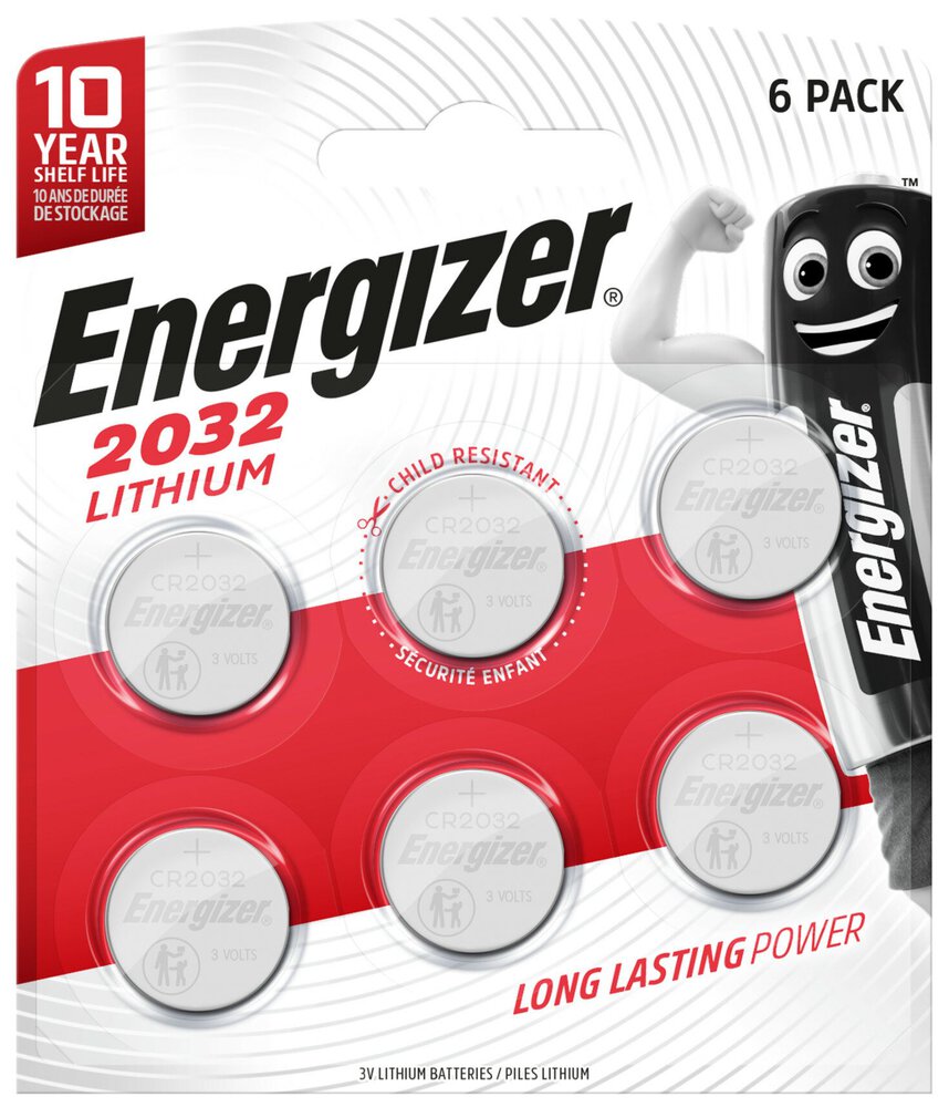 Pile bouton lithium CR2032 Energizer 3V lot de 6