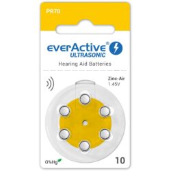 Piles auditive 10 Zinc-Air (Jaune) EverActive Ultrasonic blister de 6 piles PR70