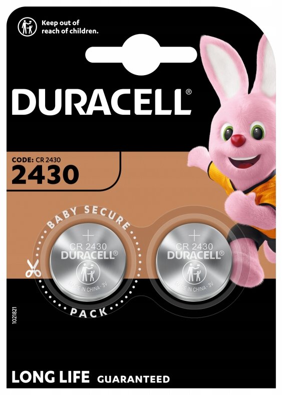 Pile bouton lithium CR2430 Duracell 3V blister 2